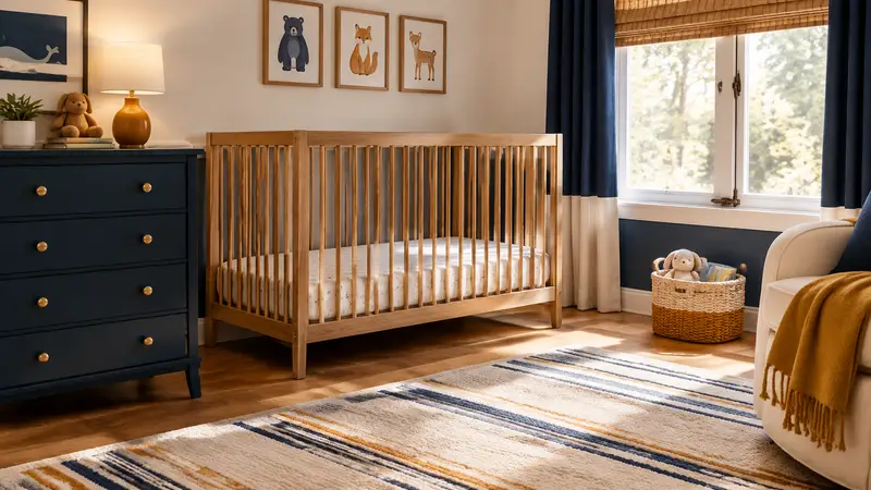 A toddler bedroom prepared safely for the transition out of a crib.
